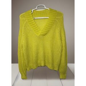 Anthropologie Maeve Ribbed Cozy Sweater NWT Wool Blend Bright Yellow Size Large